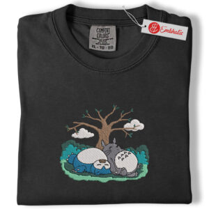 Alternative view of Totoro Embroidered Shirt, Studio Ghibli Shirt, Anime Embroidered Tee, Comfort Colors Shirt