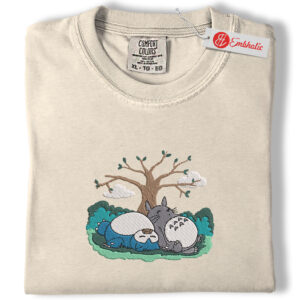 Totoro Embroidered Shirt, Studio Ghibli Shirt, Anime Embroidered Tee, Comfort Colors Shirt