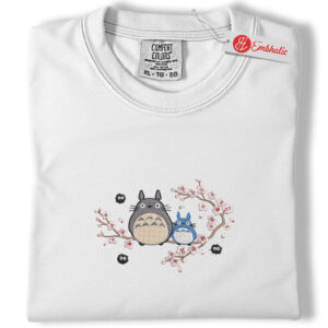 Totoro Embroidered Shirt, Studio Ghibli Shirt, Kawaii Anime Embroidered Tee, Comfort Colors Shirt