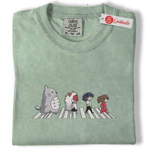 Totoro Embroidered Shirt, Studio Ghibli Shirt, Kawaii Anime Embroidered Tee, Comfort Colors Shirt